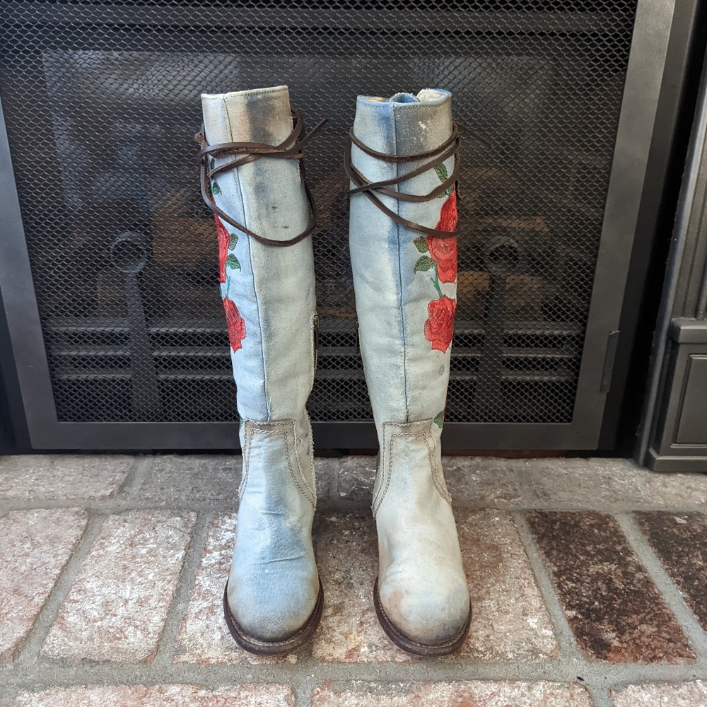 RARE FreeBird Cryus Boots in Denim Size 6 - Picture 5 of 16